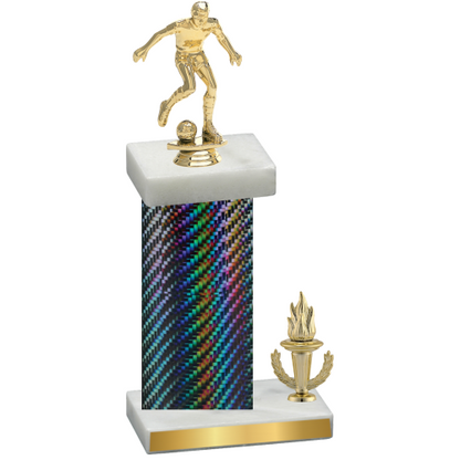 Accented Single Black Carbon Fiber Victory Soccer Trophy