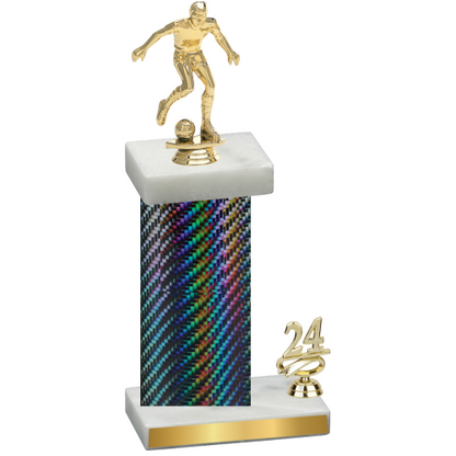 Accented Single Black Carbon Fiber Year Soccer Trophy