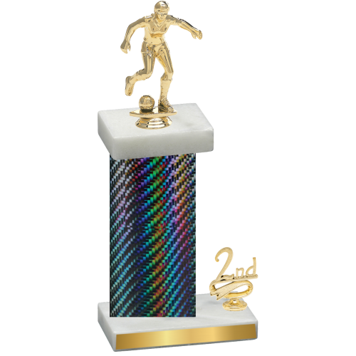 Accented Single Black Carbon Fiber Second Place Soccer Trophy