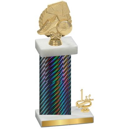 Accented Single Black Carbon Fiber First Place Soccer Trophy