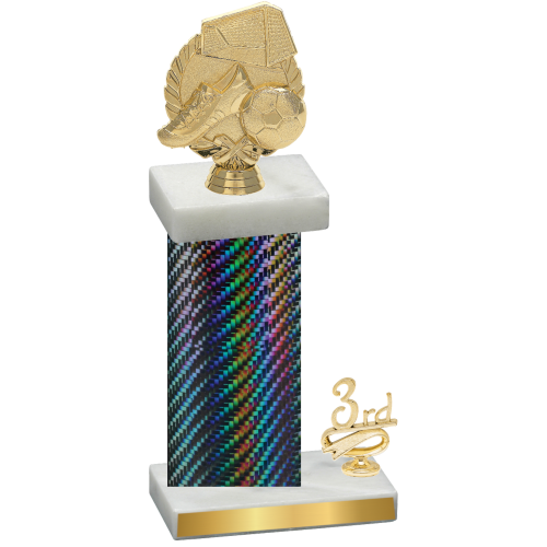 Accented Single Black Carbon Fiber Third Place Soccer Trophy