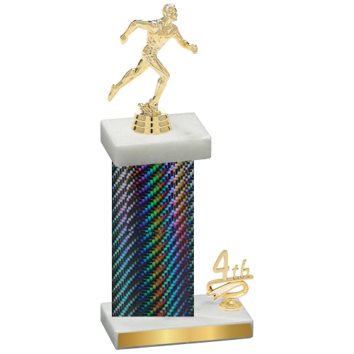 Accented Single Black Carbon Fiber Fourth Place Running Trophy