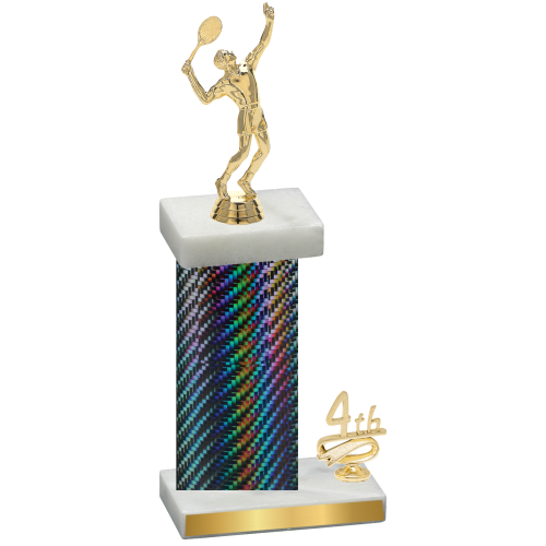 Accented Single Black Carbon Fiber Fourth Place Tennis Trophy