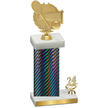 Accented Single Black Carbon Fiber Year Tennis Trophy