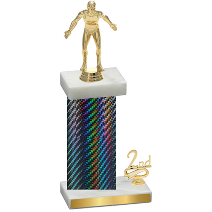 Accented Single Black Carbon Fiber Second Place Wrestling Trophy