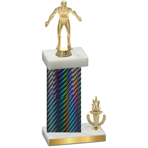 Accented Single Black Carbon Fiber Victory Wrestling Trophy