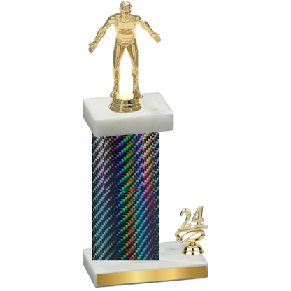 Accented Single Black Carbon Fiber Year Wrestling Trophy