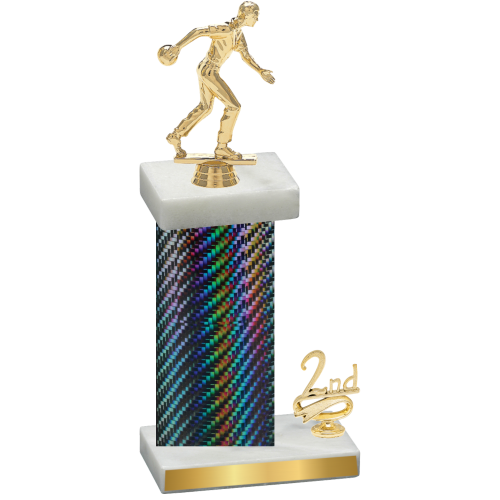 Accented Single Black Carbon Fiber Second Place Bowling Trophy