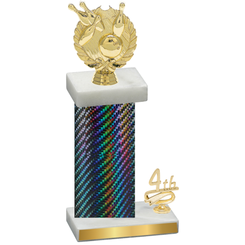 Accented Single Black Carbon Fiber Fourth Place Bowling Trophy