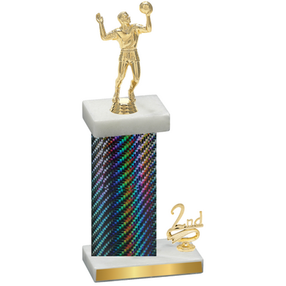 Accented Single Black Carbon Fiber Second Place Volleyball Trophy