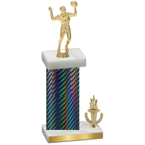 Accented Single Black Carbon Fiber Victory Volleyball Trophy