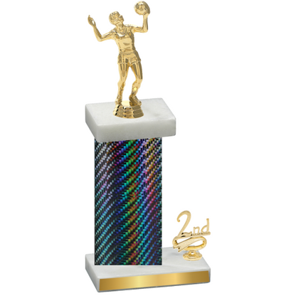 Accented Single Black Carbon Fiber Second Place Volleyball Trophy