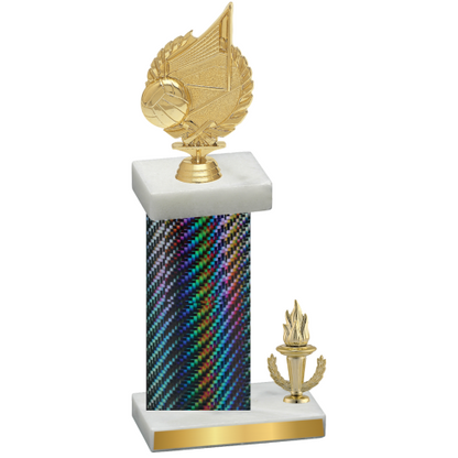 Accented Single Black Carbon Fiber Victory Volleyball Trophy