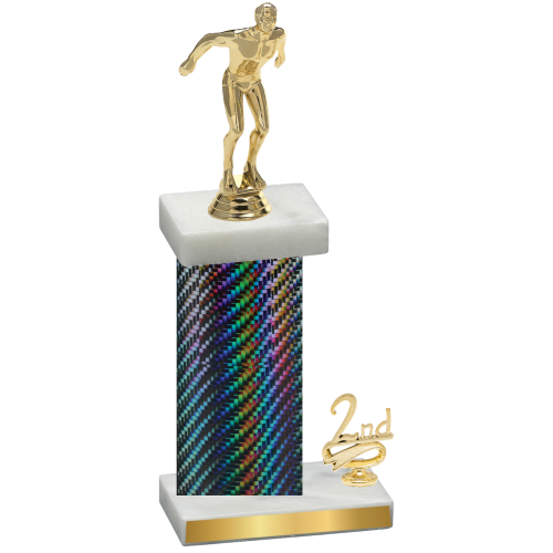 Accented Single Black Carbon Fiber Second Place Swimming Trophy