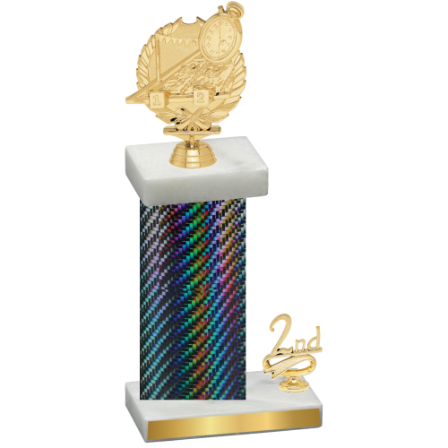 Accented Single Black Carbon Fiber Second Place Swimming Trophy