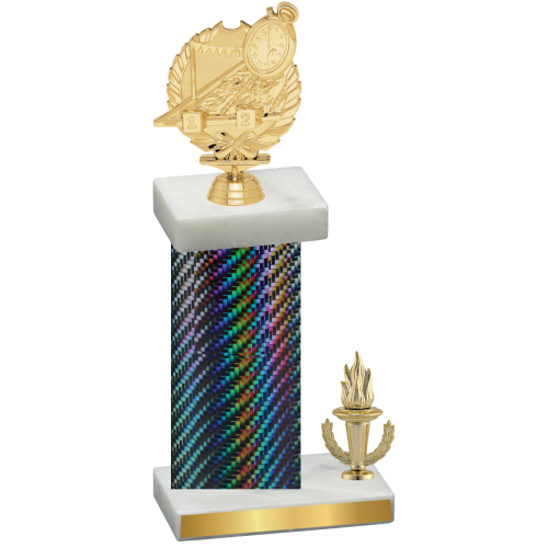 Accented Single Black Carbon Fiber Victory Swimming Trophy