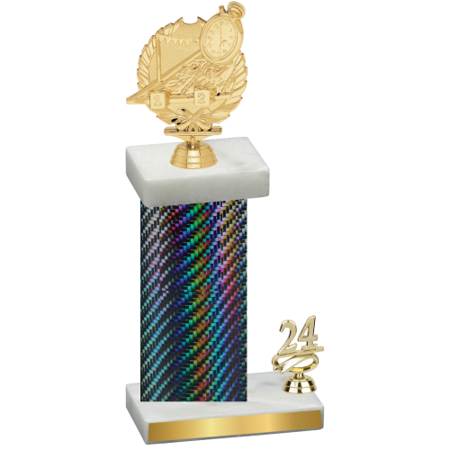 Accented Single Black Carbon Fiber Year Swimming Trophy