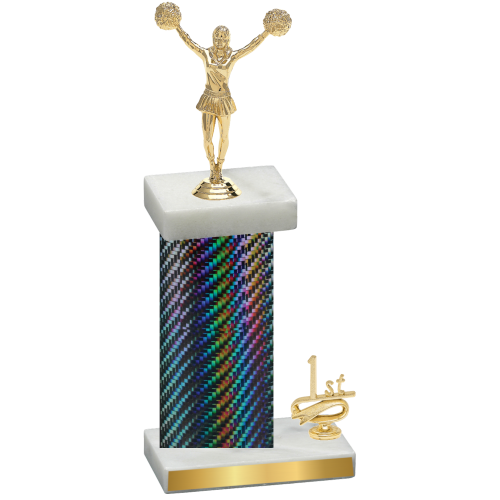 Accented Single Black Carbon Fiber First Place Cheerleading Trophy