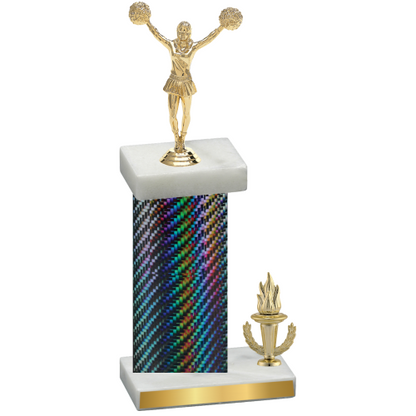 Accented Single Black Carbon Fiber Victory Cheerleading Trophy