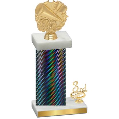 Accented Single Black Carbon Fiber Third Place Cheerleading Trophy