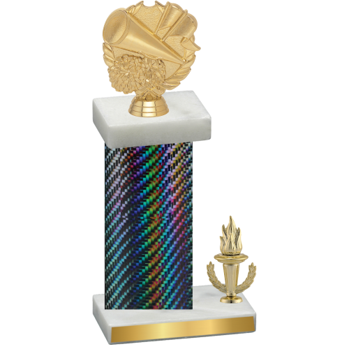 Accented Single Black Carbon Fiber Victory Cheerleading Trophy