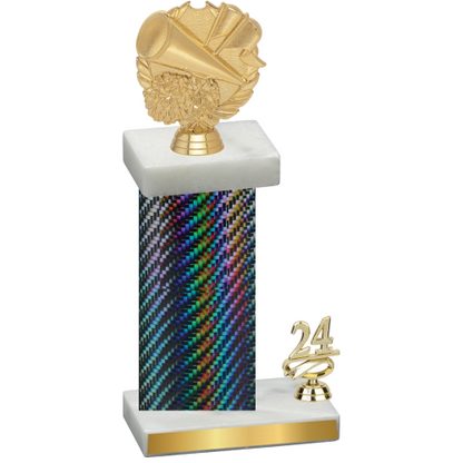 Accented Single Black Carbon Fiber Year Cheerleading Trophy