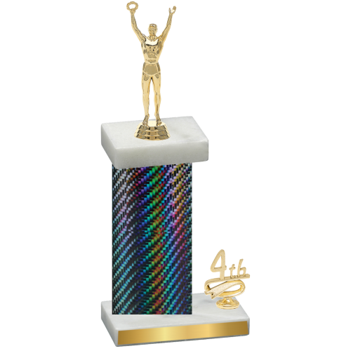 Accented Single Black Carbon Fiber Fourth Place Victory Trophy