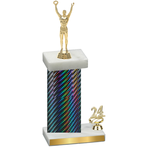 Accented Single Black Carbon Fiber Year Victory Trophy