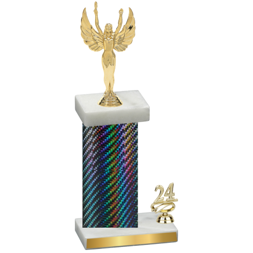 Accented Single Black Carbon Fiber Year Victory Trophy