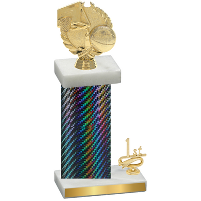 Accented Single Black Carbon Fiber First Place Basketball Trophy