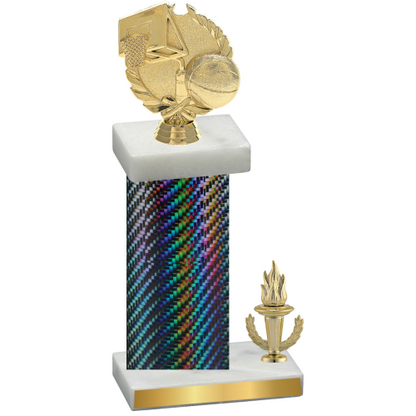 Accented Single Black Carbon Fiber Victory Basketball Trophy