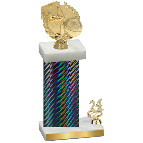 Accented Single Black Carbon Fiber Year Basketball Trophy