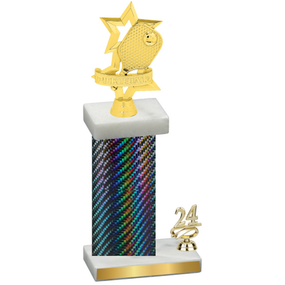 Accented Single Black Carbon Fiber Year Pickleball Trophy