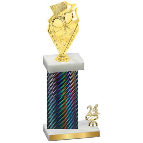 Accented Single Black Carbon Fiber Year Pickleball Trophy