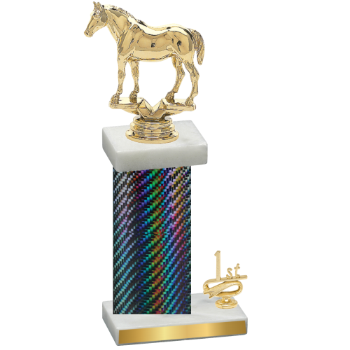 Accented Single Black Carbon Fiber First Place Horses Trophy