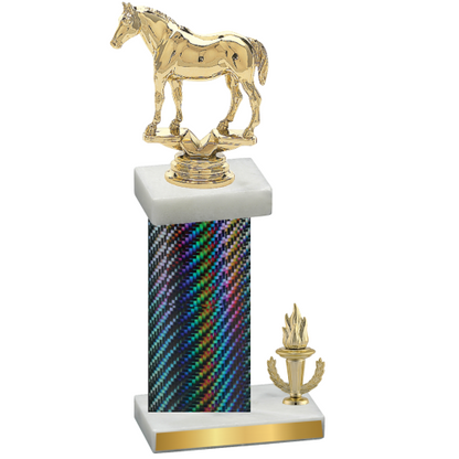 Accented Single Black Carbon Fiber Victory Horses Trophy