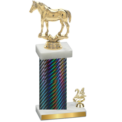 Accented Single Black Carbon Fiber Year Horses Trophy