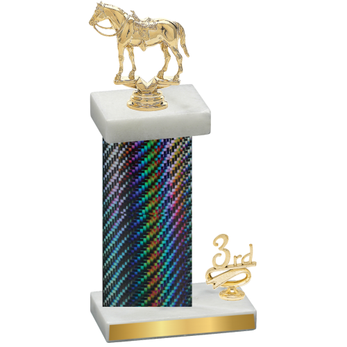 Accented Single Black Carbon Fiber Third Place Horses Trophy