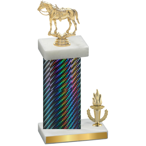 Accented Single Black Carbon Fiber Victory Horses Trophy