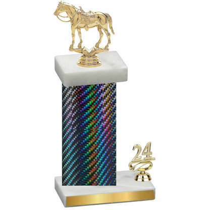 Accented Single Black Carbon Fiber Year Horses Trophy