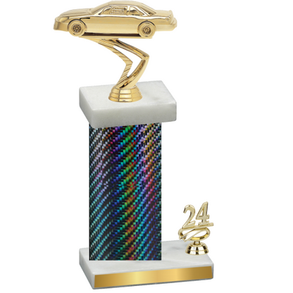 Accented Single Black Carbon Fiber Year Cars Trophy