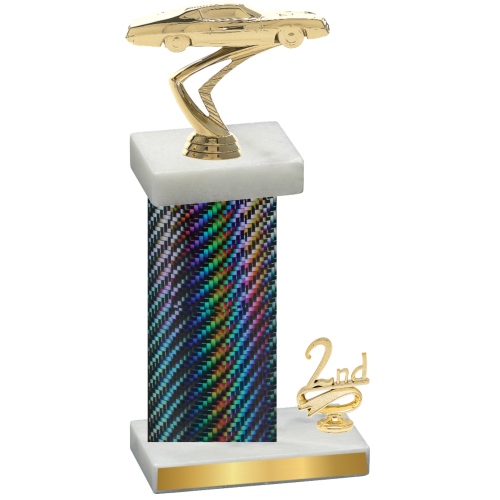 Accented Single Black Carbon Fiber Second Place Cars Trophy