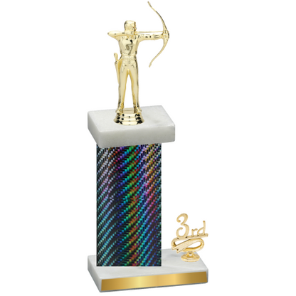 Accented Single Black Carbon Fiber Third Place Archery Trophy