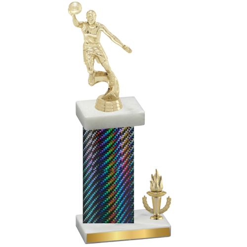 Accented Single Black Carbon Fiber Victory Basketball Trophy