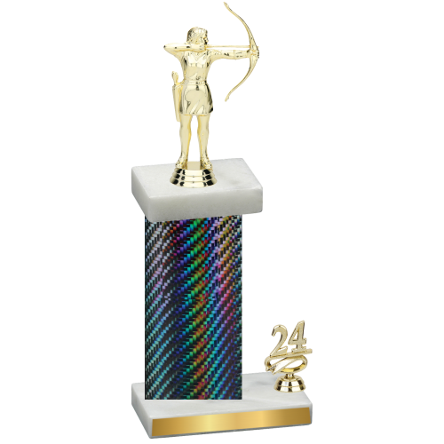 Accented Single Black Carbon Fiber Year Archery Trophy