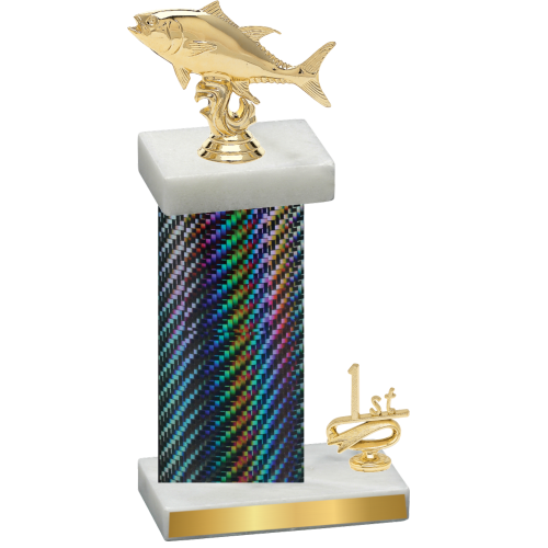 Accented Single Black Carbon Fiber First Place Fishing Trophy