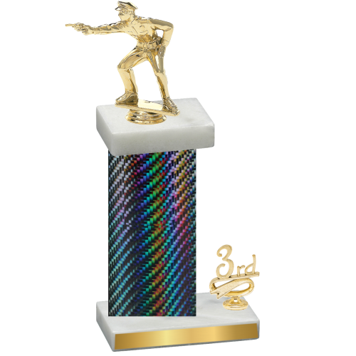 Accented Single Black Carbon Fiber Third Place Shooter Trophy