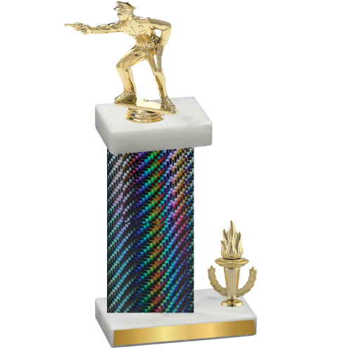 Accented Single Black Carbon Fiber Victory Shooter Trophy