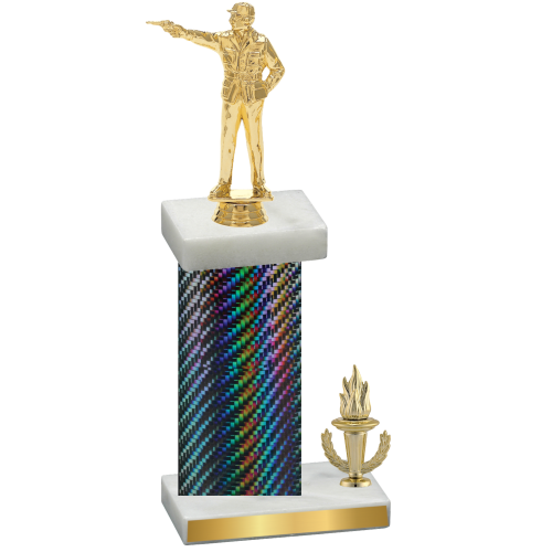 Accented Single Black Carbon Fiber Victory Shooter Trophy