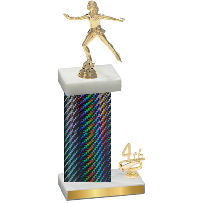 Accented Single Black Carbon Fiber Fourth Place Skater Trophy